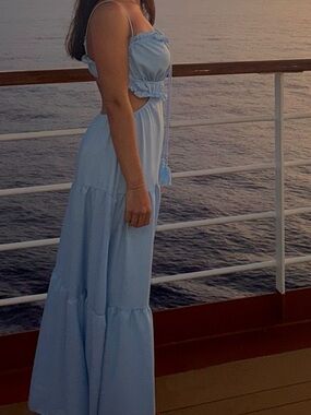 Light Blue Maxi Dress with Tie Waist